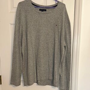 Tommy Hilfiger Gray Crewneck Waffle Knit Shirt